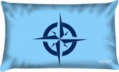Sierkussen - Buitenkussen Bloed Waterafstotend Lichtblauw Bootkussen Kompas - Blauw - 60 Cm X 40 Cm
