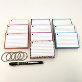Leitner Flashcards - Colour Pack 500 A7 Flashcards met Stabilo Worker Rollerball zwart - 10 pakjes A7 flashcards in 10 kleuren - Perforatie en 5 klikringen - 100% FSC Karton & 100% Gemaakt in