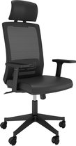 Nancy's Windsor Bureaustoel - Draaistoel - Kantelbare Rugleuning - Mesh - Ergonomisch - Hoofdsteun - Zwart - Kunststof - 65 x 63 x 120-130 cm