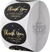 500 stuks  Zwart Sluitsticker Thank You For Your Order (2.5CM) |Sluitzegel | Bedankje | Envelop |  Bedankt | Online Webshop |Small Business | Envelop |Traktatie zakje | Cadeau | Gift |Cadeauzakje |Traktatie |Chique inpakken | Feest|