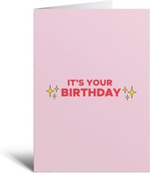 Kaart - Birthday Sparkle - Verjaardag - Sterren - Meisjes - Vrouwen - Roze - Paars