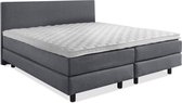 Beddenleeuw Boxspring Bed Mila - 120x200 - Incl. Hoofdbord + Matras - Lederlook Antraciet (Skai)