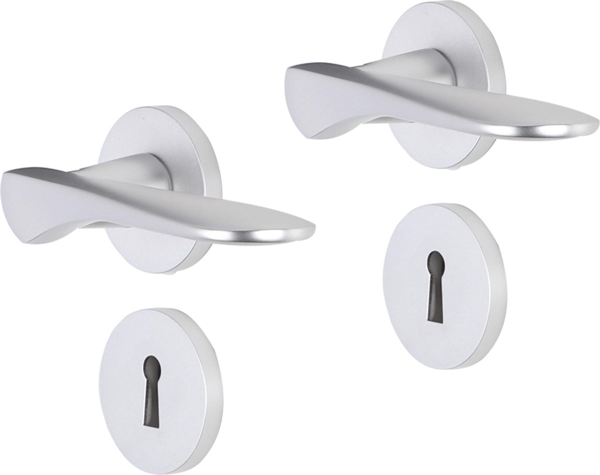 Deurkruk - Impresso Watford - Voor binnen - Rond met rond Sleutelrozet - Aluminium - 2 stuks