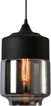 KLIMliving Moorea - Hanglamp - 1xE27 - Zwart - Metaal - Glas - Smoke - Hanglamp woonkamer - Hanglamp eetkamer