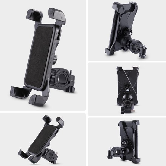 Bike Phone Mount Anti Shake & Stable Mobiele telefoonhouder Cradle Clamp met 360 ° rotatie voor fiets & motorfiets Stuur houder voor iPhone Android GPS, tot 3,5 "breed