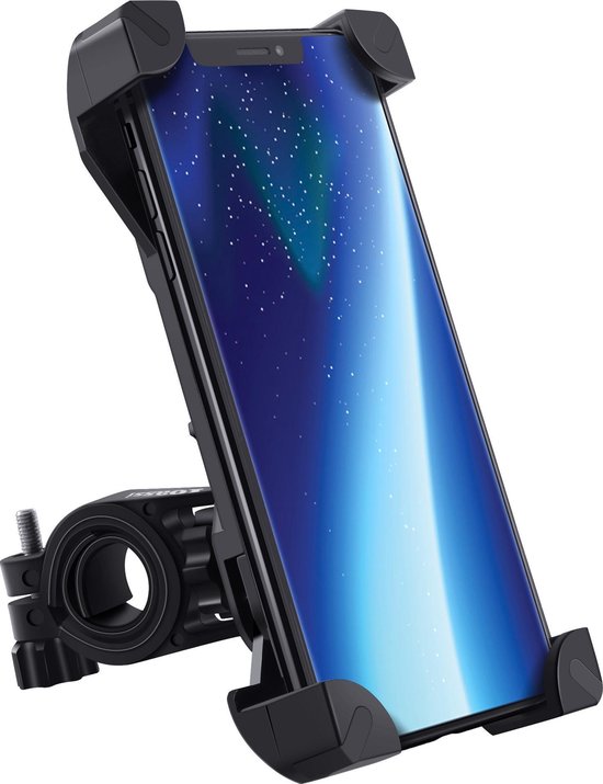 Bike Phone Mount Anti Shake & Stable Mobiele telefoonhouder Cradle Clamp met 360 ° rotatie voor fiets & motorfiets Stuur houder voor iPhone Android GPS, tot 3,5 "breed