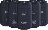 HAAN Hydrating Hand Sanitizer - Handzeep - Desinfecterend - 5pack Wood Night Spray 30ml - Navulbaar