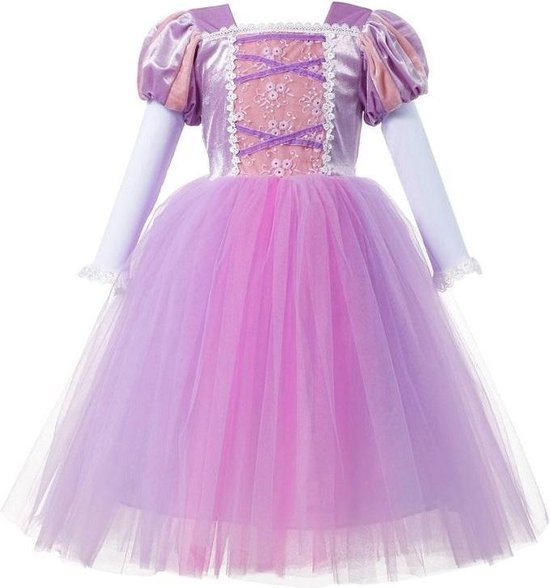 Prinses - Luxe jurk - Prinsessenjurk - roze/paars - Verkleedkleding - Feestjurk - Sprookjesjurk - Maat 98/104 (110) 2/3 jaar