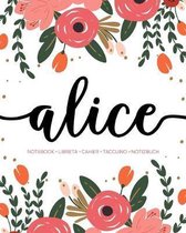 Alice: Notebook - Libreta - Cahier - Taccuino - Notizbuch: 110 pages paginas seiten pagine