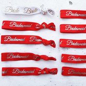 10-delige elastische armbanden set Bride wit en Bridesmaid rood 10-delig - armband - vrijgezellenfeest - trouwen