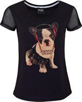 Verysimple • zwart shirt met hond • maat 38 (IT44)