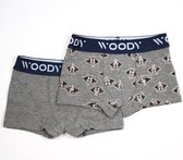 Woody boxer jongens - wasbeer - grijs - duopack - 212-1-CLD-Z/058 - maat 116