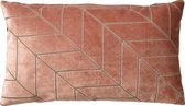 Dutch Decor ELISA - Sierkussen velvet Muted Clay 30x50 cm - roze