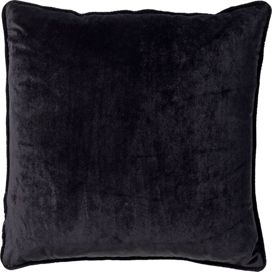 Foto: Dutch decor finn sierkussen 60x60 cm velvet effen kleur raven zwart inclusief binnenkussen