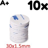 Dubbelzijdig Tape - 10 Stuks- Rond 3M - Extra Sterk - Plakkers - Ophangen Poster en Foto - Knutselen - 30 x 1.5 mm - Plakkertjes - Klevers - Montage - DIY
