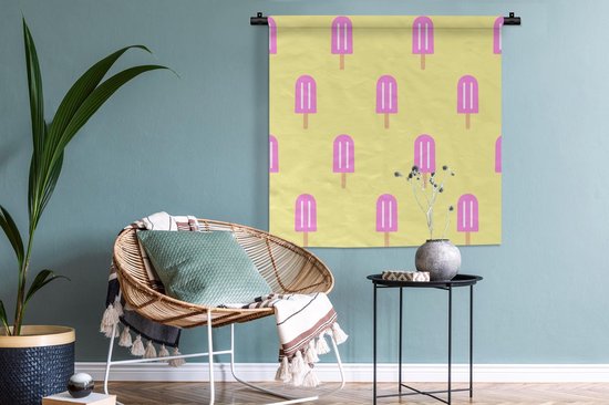 Tapisserie - Tapisserie - Glace - Motif - Jaune - Rose - 90x90 cm - Tapisserie