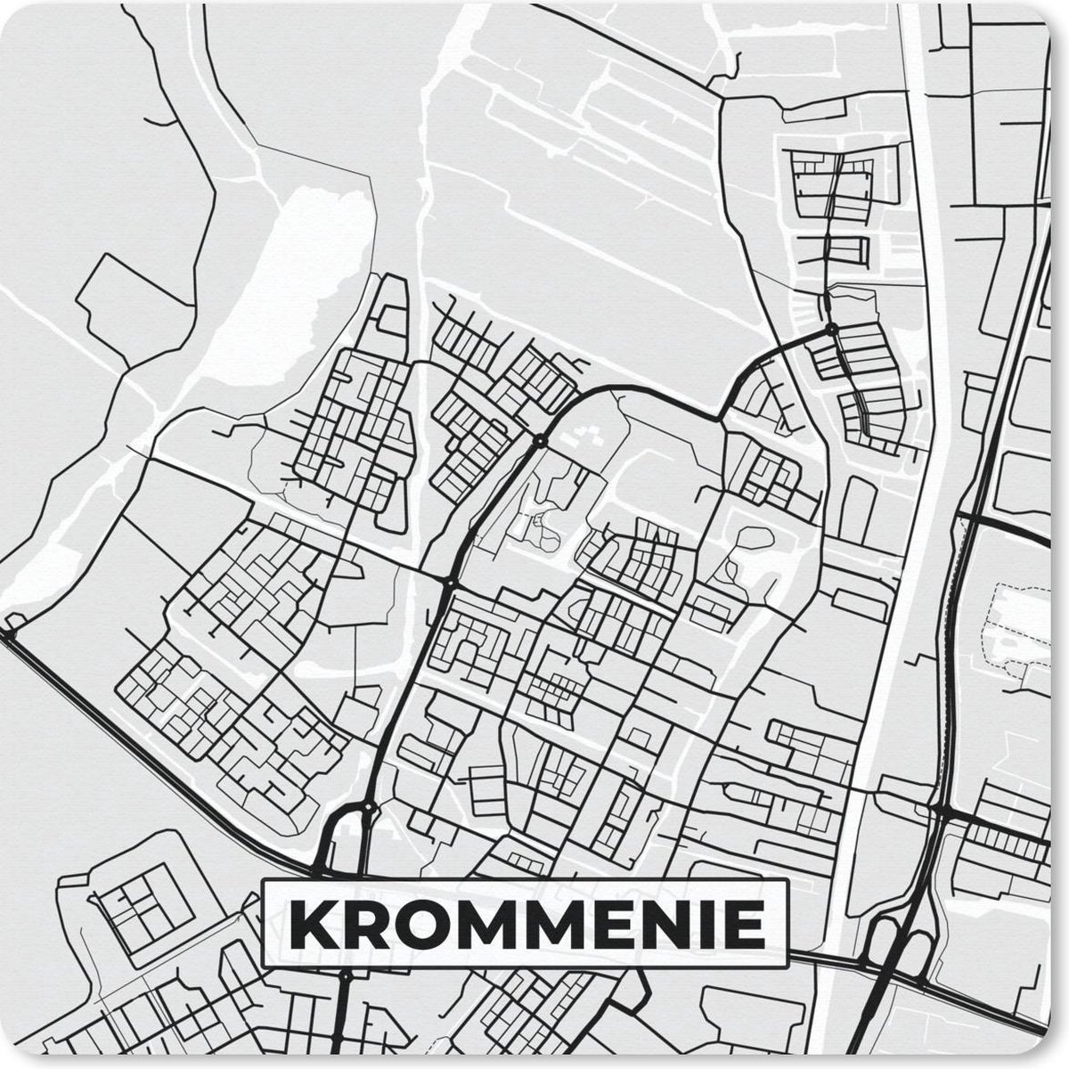 Muismat 30x30 cm - Mousepad Stadskaart - Krommenie - Grijs - Wit - Muismatten
