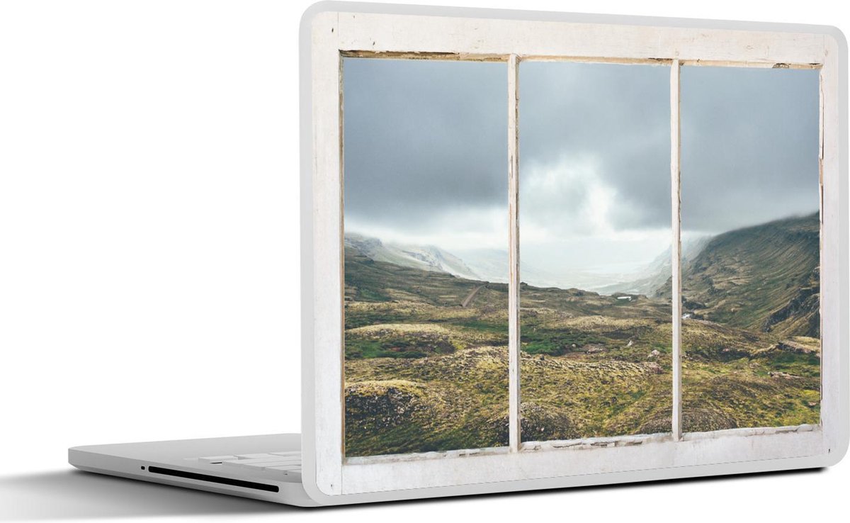 Laptop sticker - 15.6 inch - Doorkijk - Natuur - Grijs - 36x27,5cm - Laptopstickers - Laptop skin - Cover