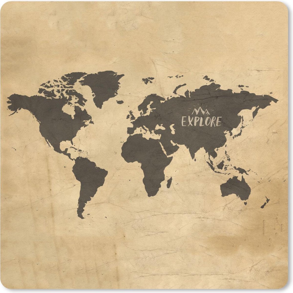 Muismat 20x20 cm - Mousepad Wereldkaart - Vintage - Reizen - Muismatten