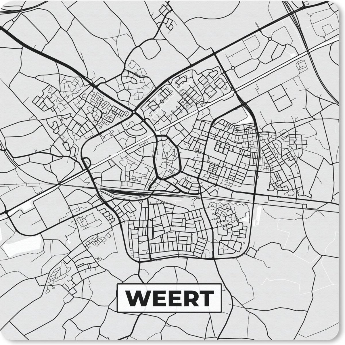 Muismat 20x20 cm - Mousepad Stadskaart - Weert - Grijs - Wit - Muismatten