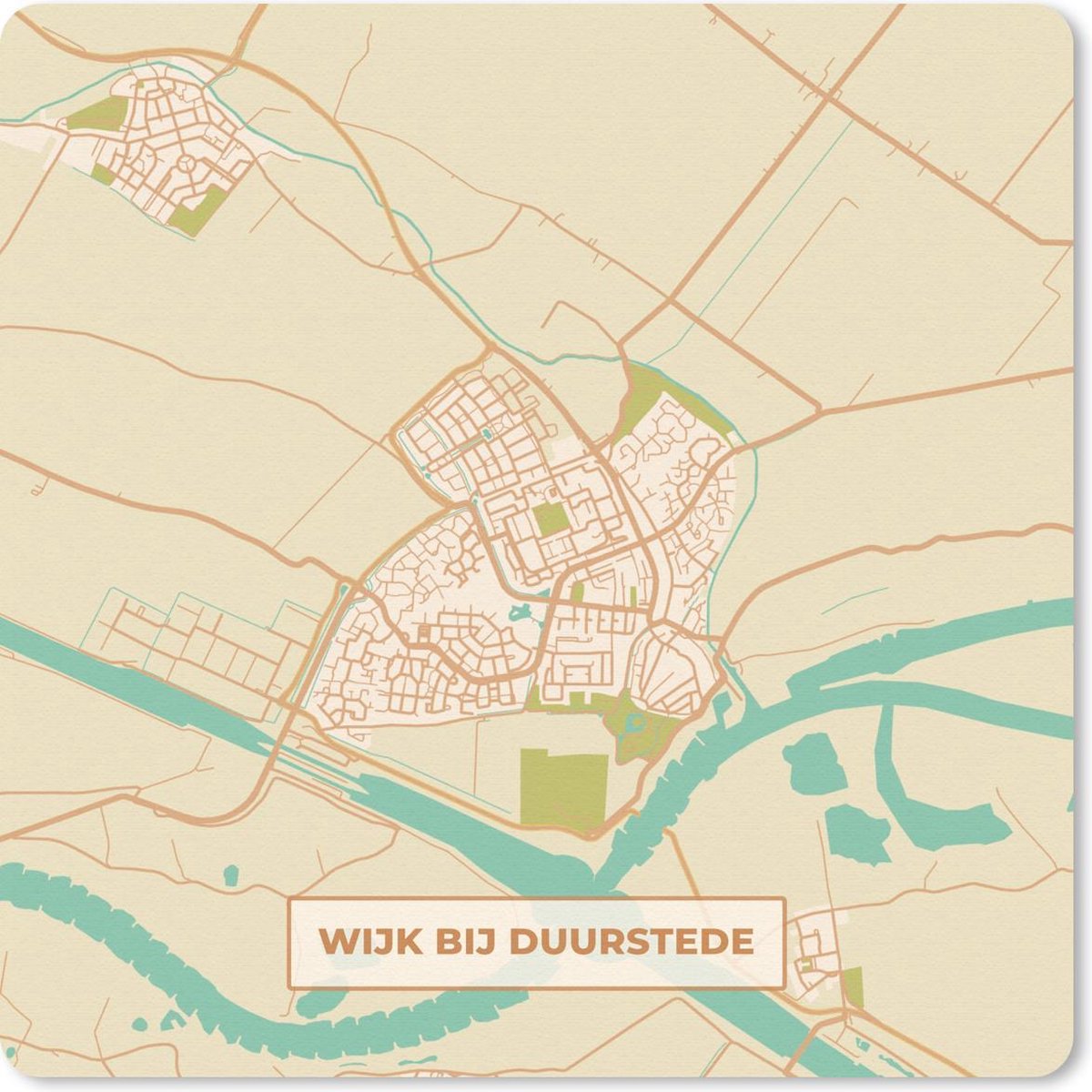 Muismat 30x30 cm - Mousepad Plattegrond - Wijk bij Duurstede - Vintage - Muismatten - Stadskaart