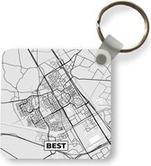 Sleutelhanger - Uitdeelcadeautjes - Stadskaart - Best - Grijs - Wit - Plastic
