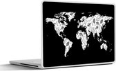 Laptop sticker - 12.3 inch - Wereldkaart - Bladeren - Zwart - Wit - 30x22cm - Laptopstickers - Laptop skin - Cover