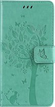 Samsung Galaxy A71 Bookcase - Groen - Bloemen - Portemonnee Hoesje