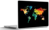 Laptop sticker - 11.6 inch - Wereldkaart - Waterverf - Kleuren - 30x21cm - Laptopstickers - Laptop skin - Cover
