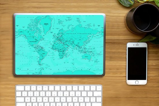 Autocollant pour ordinateur portable - 13,3 pouces - Wereldkaart - Robuste - Rouge