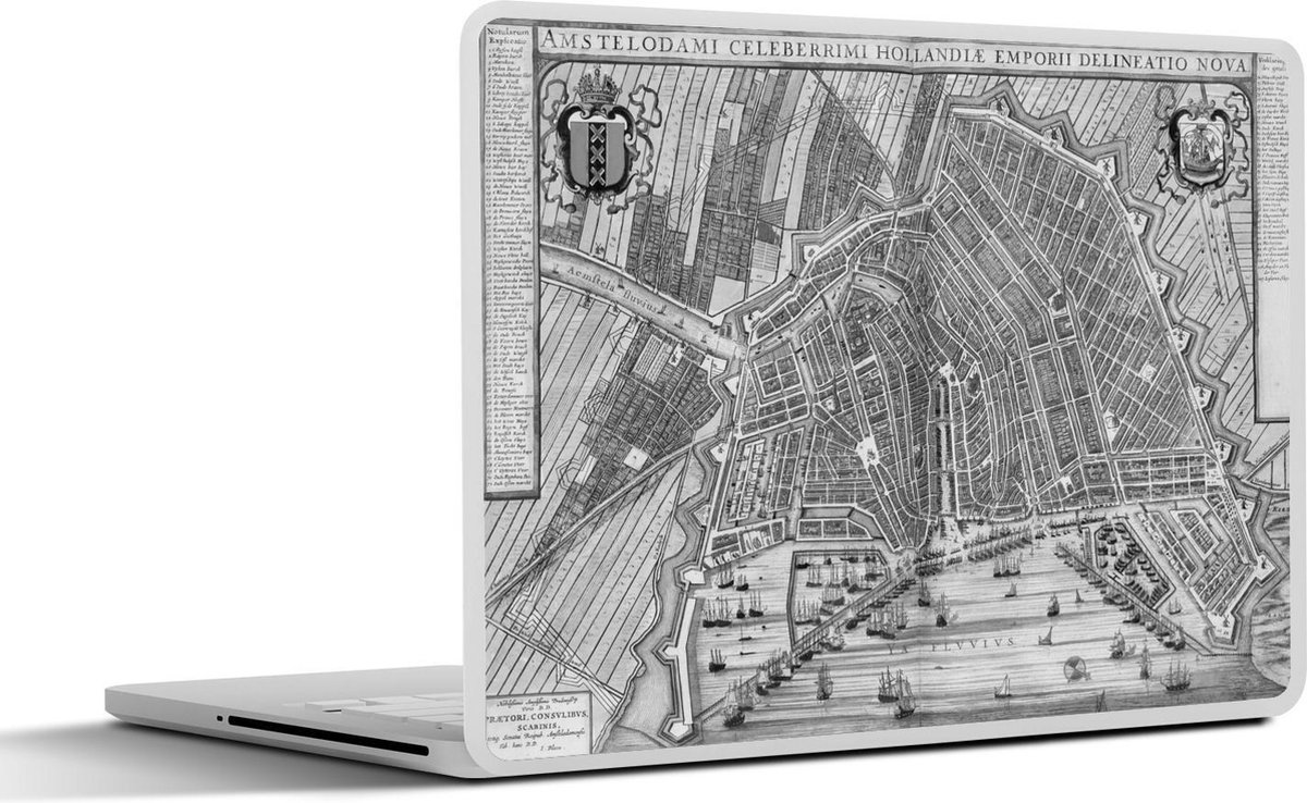 Laptop sticker - 17.3 inch - Kaart - Amsterdam - Antiek - 40x30cm - Laptopstickers - Laptop skin - Cover