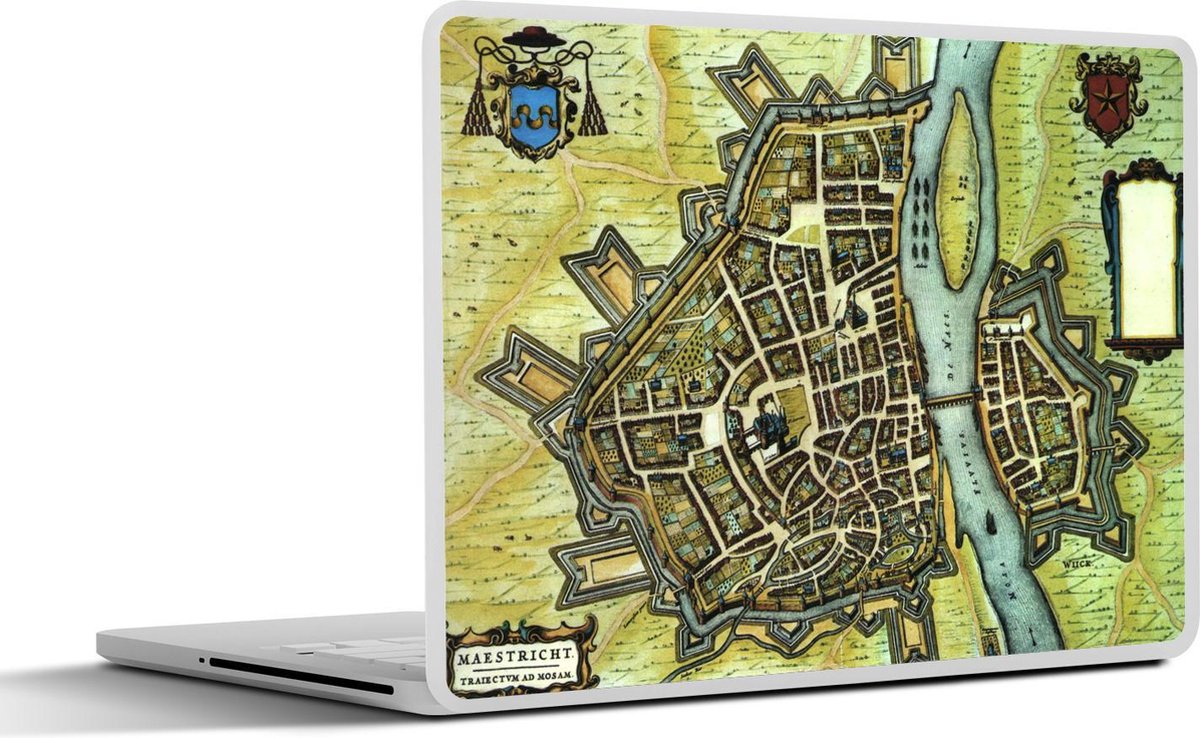 Laptop sticker - 17.3 inch - Plattegrond - Antiek - Maastricht - 40x30cm - Laptopstickers - Laptop skin - Cover - Stadskaart