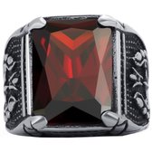 Victorious Zilveren Ring Rood Kristal Heren – Zegelring - Maat 65.5 (21.4mm)