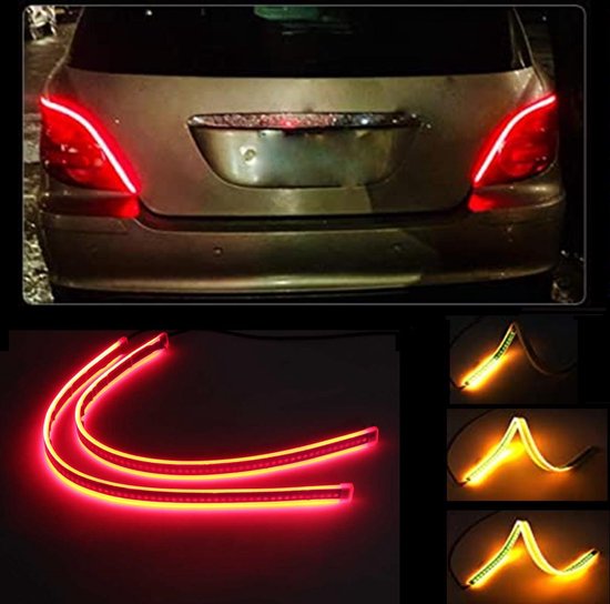 DRL LED Strip - Feux de jour de voiture avec clignotant -- 45cm -- Rouge --  Feu... | bol.com