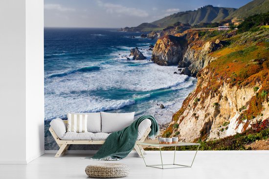 L'océan Pacifique et la chaîne de Santa Lucia le long de la côte à Big Sur America papier peint photo vinyle 360x240 cm - Tirage photo sur papier peint