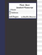 Music Sheet Standard Manuscript -108 Pages 12 Staffs - Staves