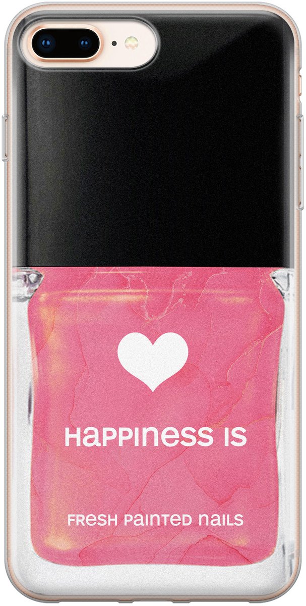 Leuke Telefoonhoesjes - Hoesje geschikt voor iPhone 8 Plus - Nagellak - Soft case - TPU - Print / Illustratie - Roze