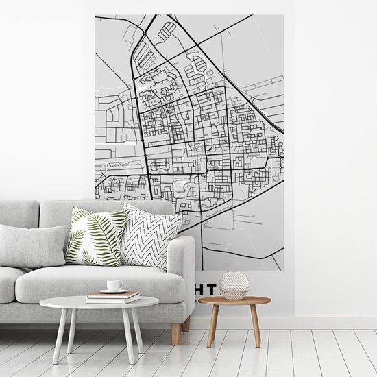Papier peint - Papiers Papier peint photo Plan de la ville - Drachten - Grijs - Wit - Largeur 195 cm x hauteur 300 cm
