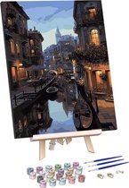 Rubye® Schilderen Op Nummer Volwassenen – Venetië – Inclusief Verf en Penselen – Canvas Schildersdoek – Kleuren op Nummer – 40x50cm