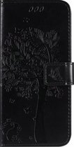 Samsung Galaxy S21 FE Bookcase - Zwart - Bloemen - Portemonnee Hoesje