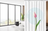 Su.B.dgn Designer douchegordijn 180x200 polyester badkamer douchegordijn wasbaar met 12 ringen | Wit en Gele Tulp