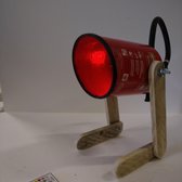 Brandblusser tafellamp - houten poten - industrieel - ledverlichting - vaderdag geschenk