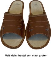 Leren heren slippers | Huisslippers | Instapsloffen | Pantoffels | Leer | Bruin | Maat 44