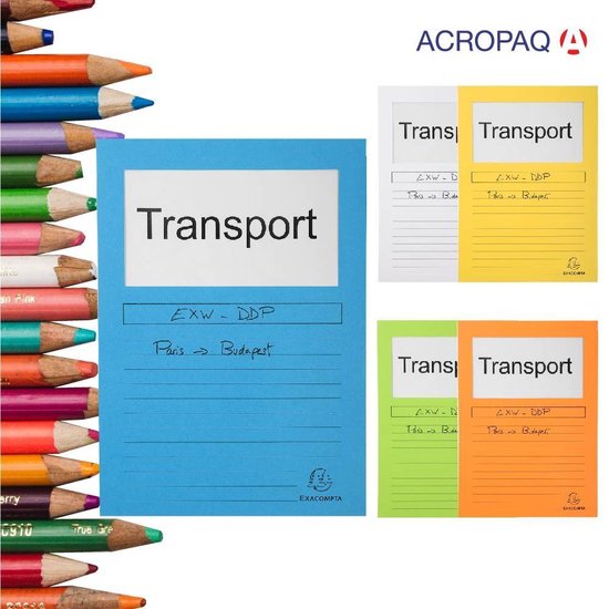Insteekmappen A4 - 25 stuks, 22 x 31 cm - L-Map, Venstermappen, Dossiermappen - Assorti pastelkleuren- ACROPAQ - ACROPAQ