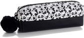 etui Panda met pompon pennenzak schooletui zwart wit