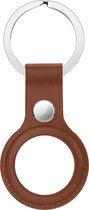 Apple AirTag Hoesje - Mobigear - Keychain Serie - Echt Leer Sleutelhanger - Bruin - Hoesje Geschikt Voor Apple AirTag