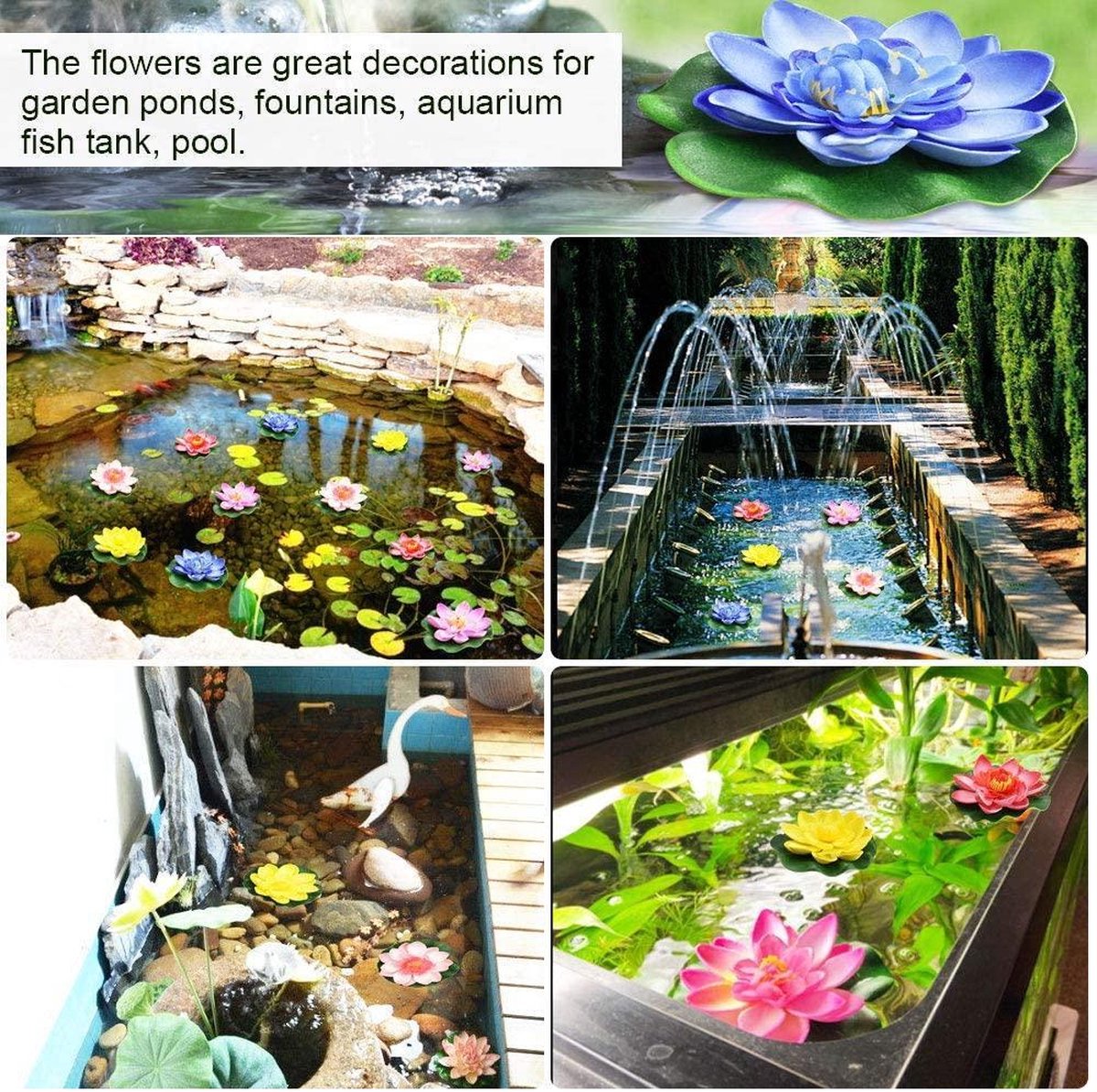 Lot De 5 Fleurs De Lotus Artificielles Flottantes - Diamètre 10 Cm, Matériau EVA Résistant - Décoration Pour étang, Aquarium, Jardin, Terrasse