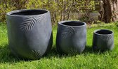 Mica Decorations Castor pot rond zwart set van 3 , grootste maat H44,5 x D44cm