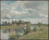 Kunst: The River Oise Near Pontoise van Camille Pissarro. Schilderij op canvas, formaat is 100X150 CM
