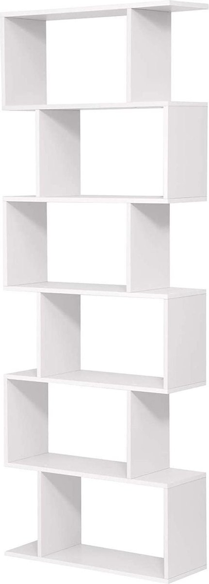 Vasagle Boekenkast, plank, staand rek voor presentatie, vrijstaande kast, decoratieve plank met 6 niveaus, wit LBC61WT